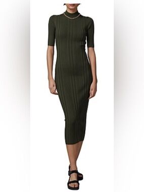 bec + bridge Olive Green Ribbed Midi Dress
